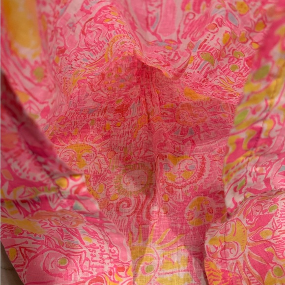Lilly Pulitzer Sleeveless Dress Size Small Pink Yellow Linen Sundress - Picture 6 of 11